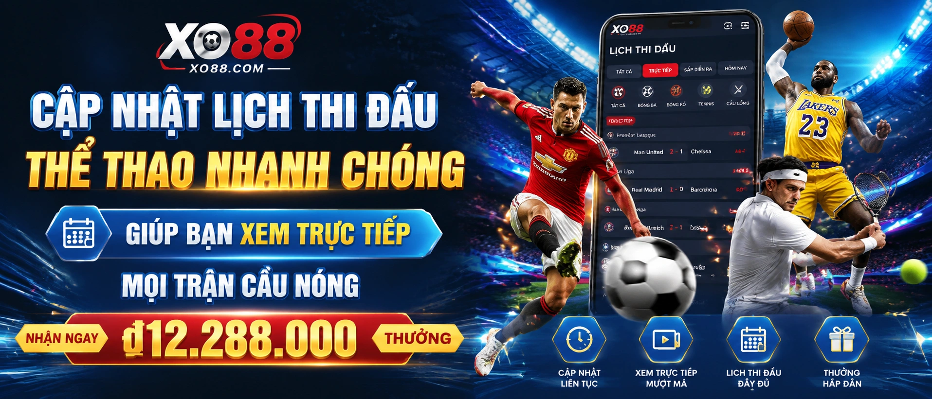 Bố cục thể thao đa nội dung trên xo88